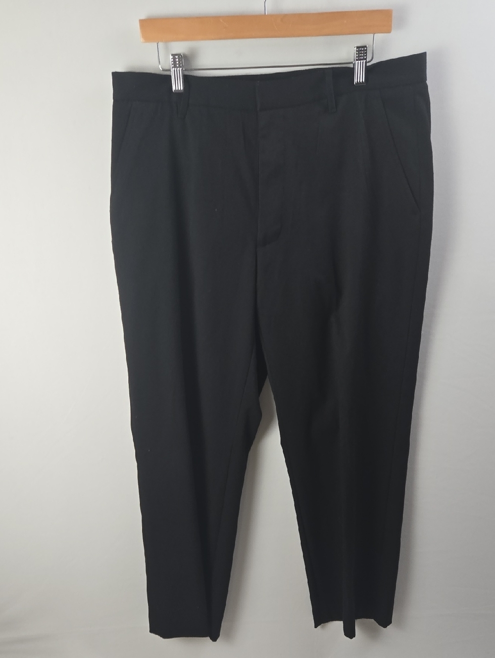 Micheal Kors Black Wool Tapered Flat‎ Front Dress Pants Professional 35x30